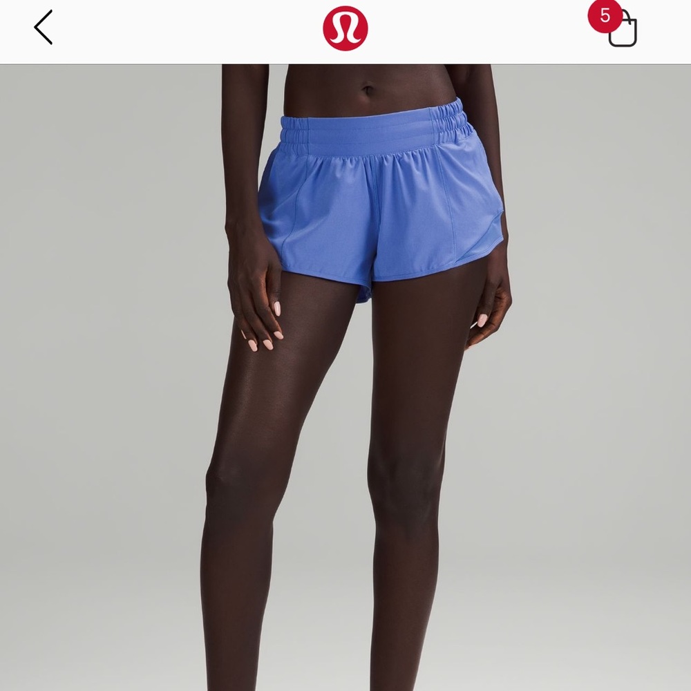 lululemon “wild indigo” hotty hot low rise shorts